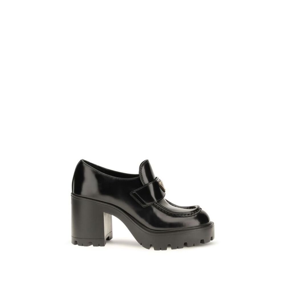 Prada Black Calf Leather Bos Taurus Platform Women's Loafers